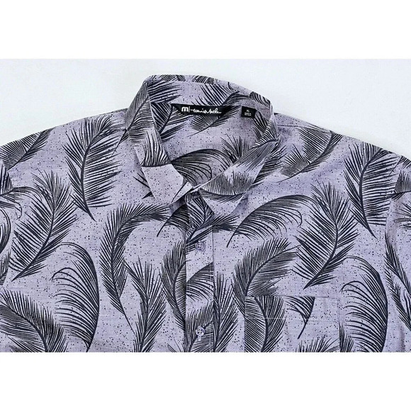 Travis Mathew Size XL Men Pale Purple Floral Embroidered Logo Short Sleeve Shirt - Picture 5 of 12